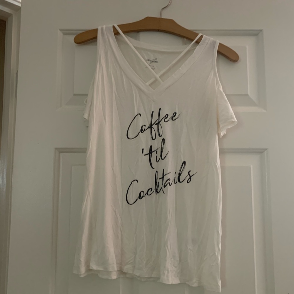 Cream tank with off the shoulder